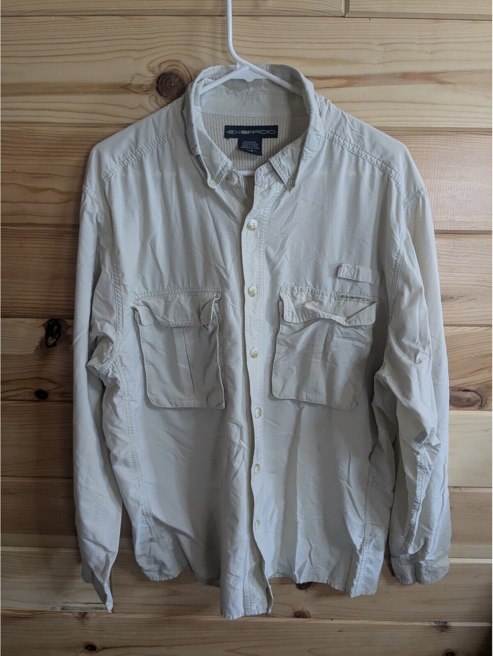 ExOfficio cream/whitish button-up shirt men large